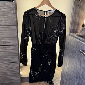 Astr Black and White Long Sleeve Dress